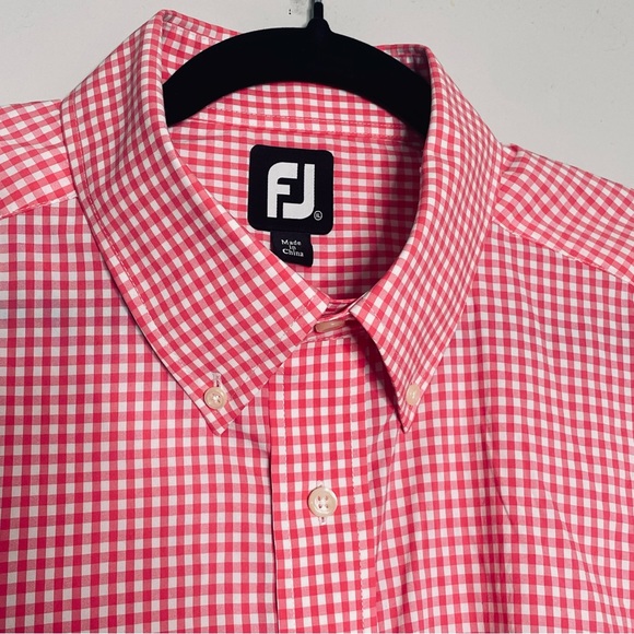 FootJoy Other - FootJoy Shirt Men Large Pink White Check Button Up Casual Preppy Dadcore Classic